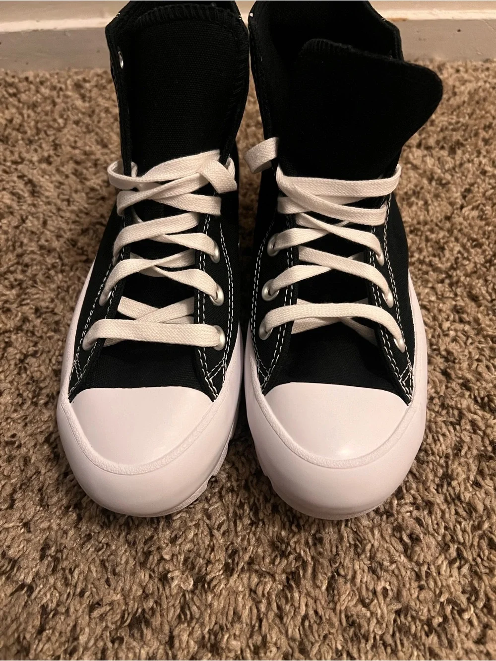 Converse Women’s Black and White High-Top Platform Sneakers